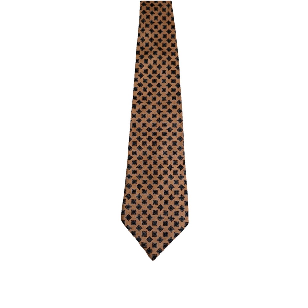Vintage Designer Oscar De La Renta Couture Peach And Abstract Pattern Silk Tie